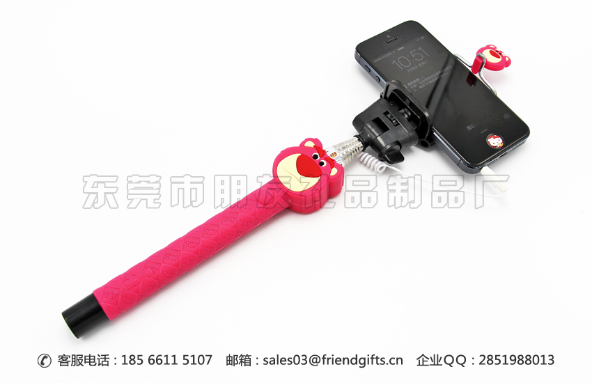 迪士尼受权出产卡通公仔手机自拍神器、线控卡通自拍神器定制工场